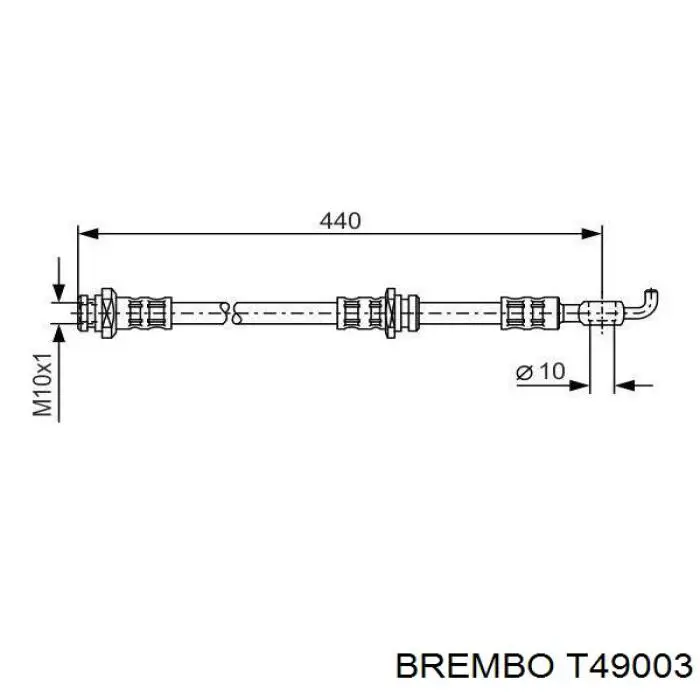 Шланг гальмівний передній T49003 Brembo