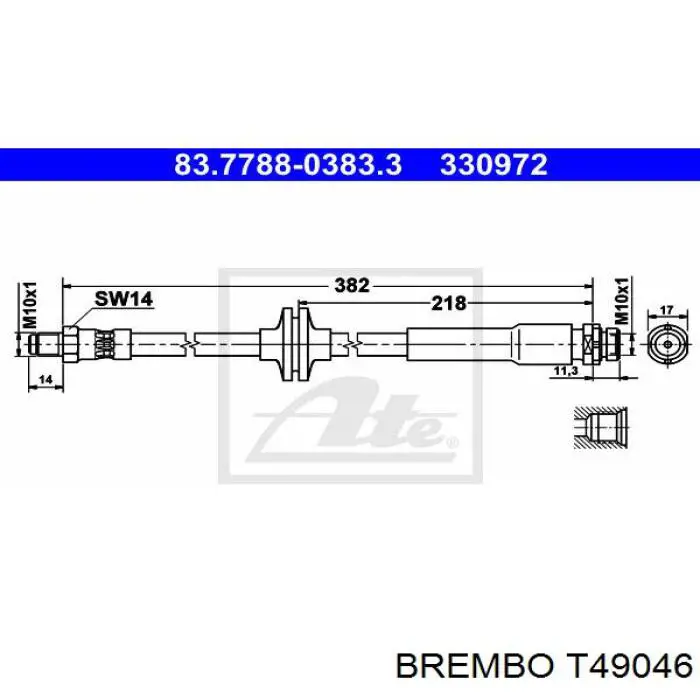 Гнучка гальмівна трубка задня Brembo T49046