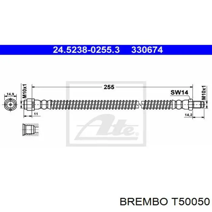 Купити T50050 Brembo Шланг гальмівний задній