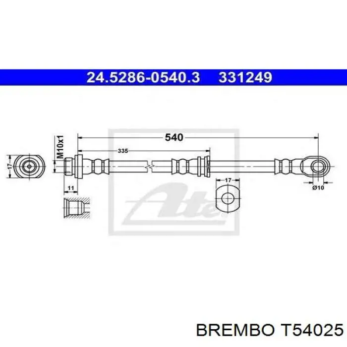 Купити T54025 Brembo Гальмівні шланги передні