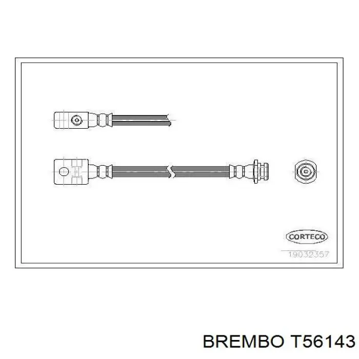 Шланг гальмівний передній, правий T56143 Brembo