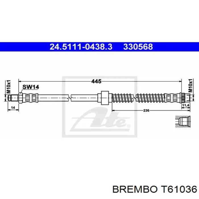 Купити T61036 Brembo Гальмівні шланги передні