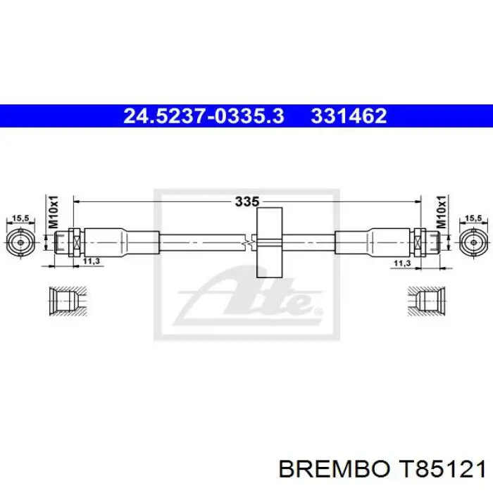 Шланг гальмівний передній T85121 Brembo