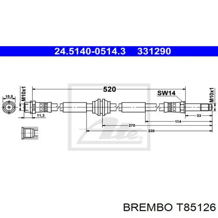 Купити T85126 Brembo Гальмівні шланги передні