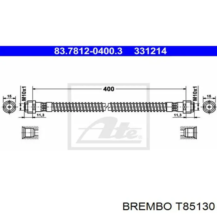 Купити T85130 Brembo Шланг гальмівний задній