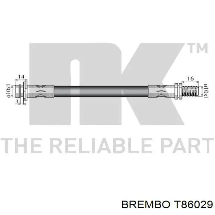 T86029 Brembo Гнучка гальмівна трубка передня
