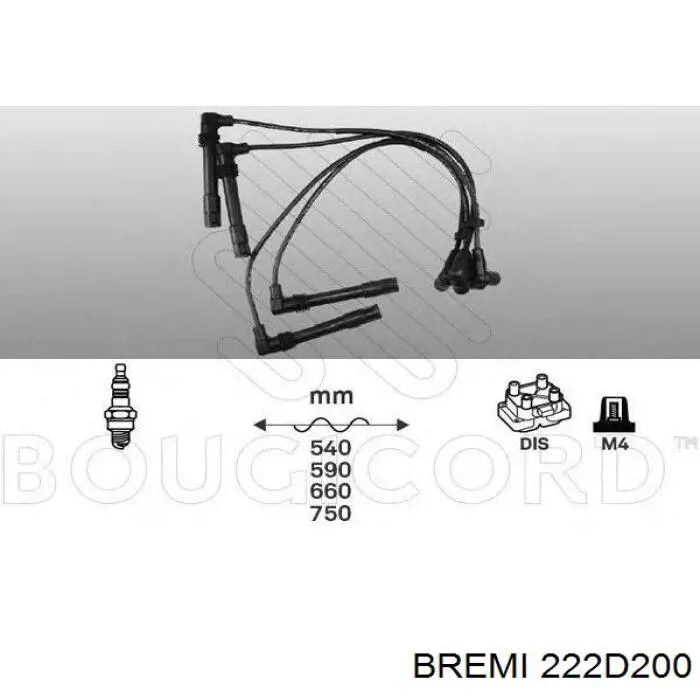 Купити 222D200 Bremi Провід високовольтні, комплект