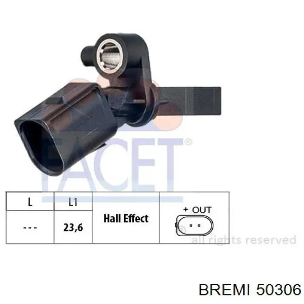 Купити 50306 Bremi Датчик АБС (ABS) задній, правий