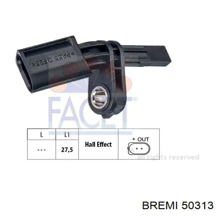 Датчик АБС (ABS) задній, правий 50313 Bremi