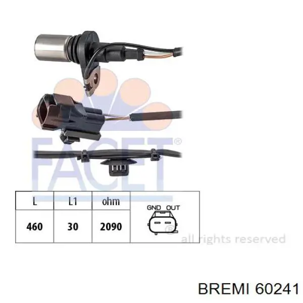 Датчик обертів колінвалу Bremi 60241 ціна, від 15.20 USD