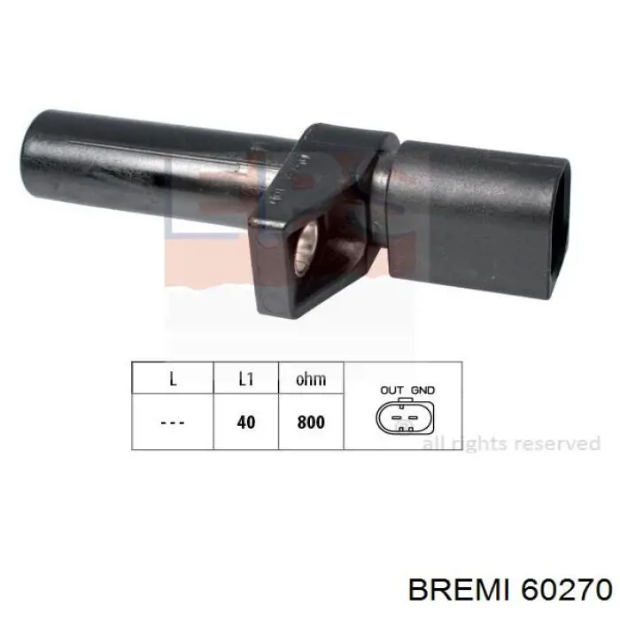 Датчик обертів колінвалу Bremi 60270 ціна, від 12.47 USD