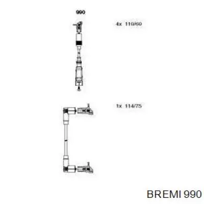 Дріт високовольтний, комплект 990 Bremi