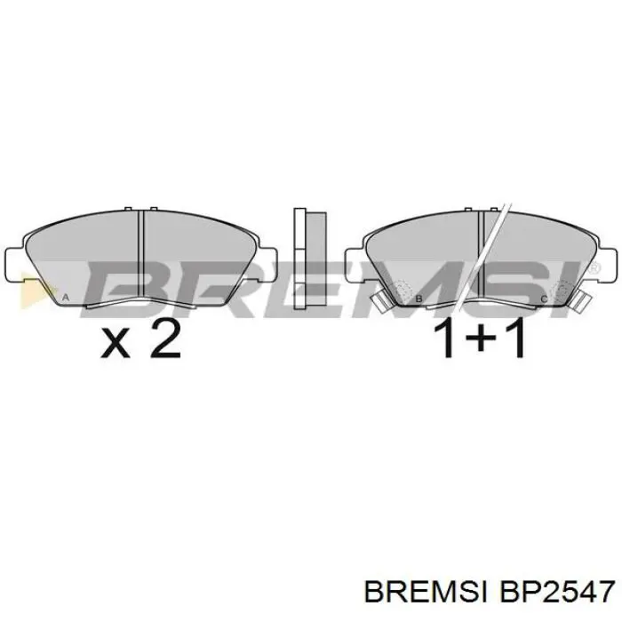 BP2547 Bremsi колодки гальмівні передні, дискові