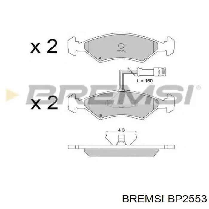 Задні гальмівні колодки Bremsi BP2553 ціна, від 15.04 USD