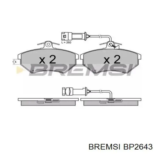 Купити BP2643 Bremsi Колодки гальмівні передні, дискові