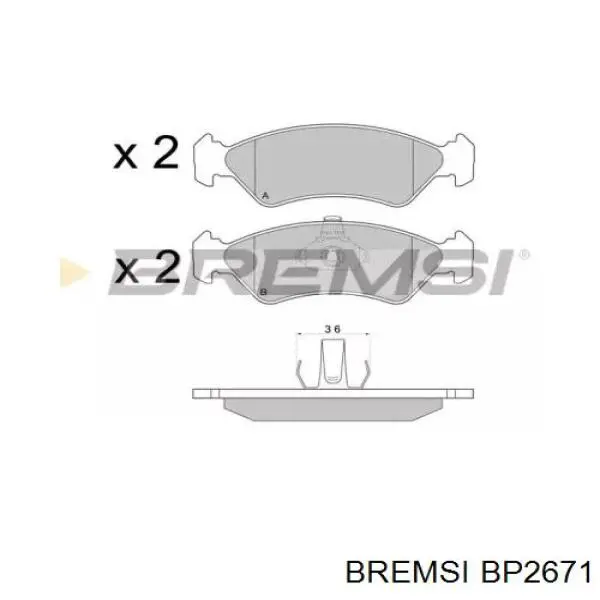 Колодки гальмівні передні, дискові BP2671 Bremsi