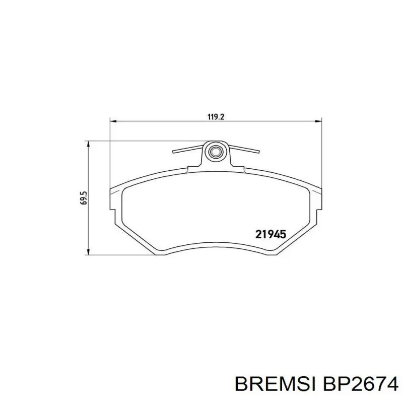 Купити BP2674 Bremsi Колодки гальмівні передні, дискові
