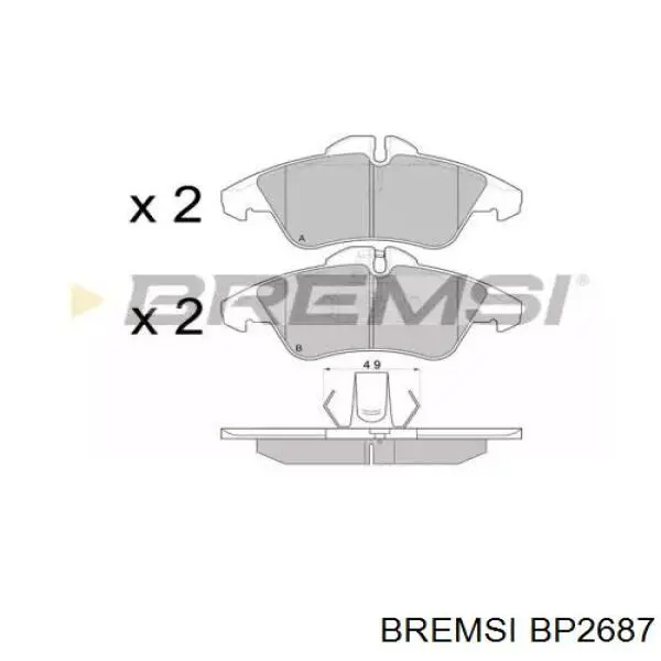 Купити BP2687 Bremsi Колодки гальмівні передні, дискові