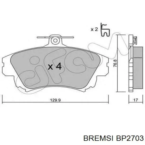 BP2703 Bremsi Передні гальмівні колодки
