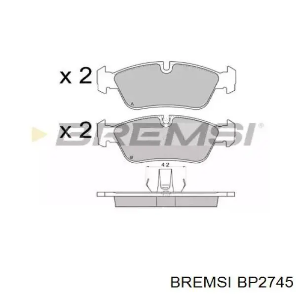 Купити BP2745 Bremsi Колодки гальмівні передні, дискові