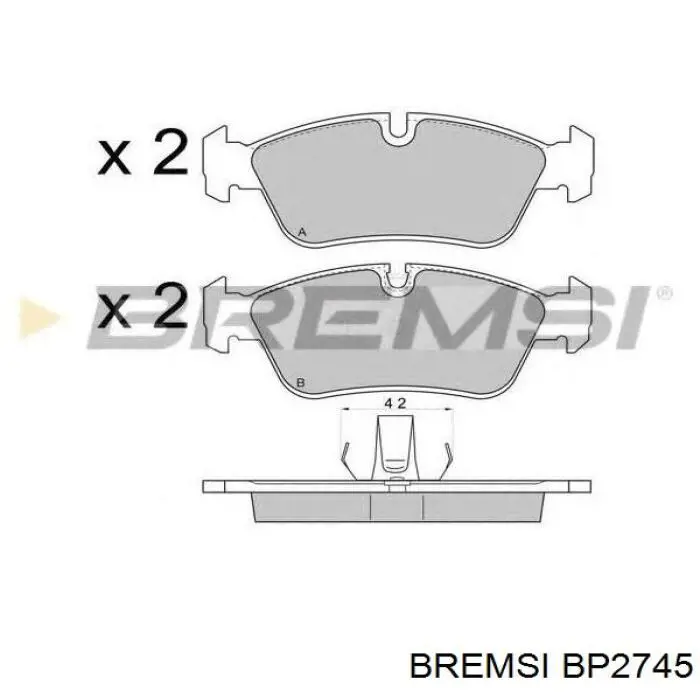 BP2745 Bremsi колодки гальмівні передні, дискові
