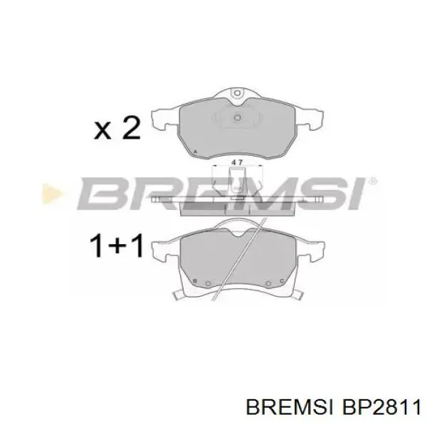 Колодки гальмівні передні, дискові BP2811 Bremsi