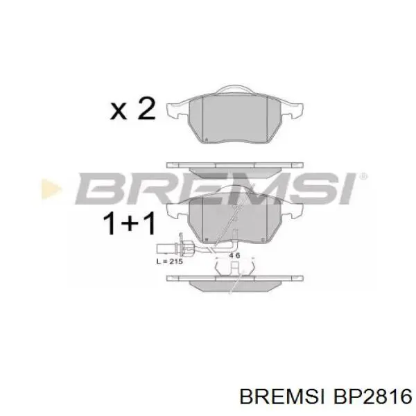 Колодки гальмівні передні, дискові BP2816 Bremsi