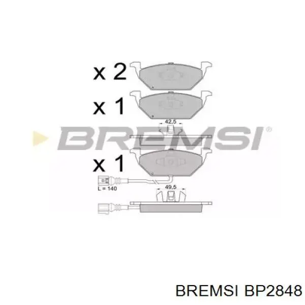 Купити BP2848 Bremsi Колодки гальмівні передні, дискові