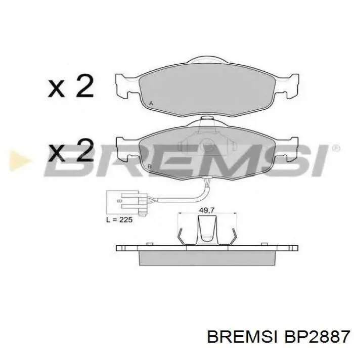 Купити BP2887 Bremsi Колодки гальмівні передні, дискові