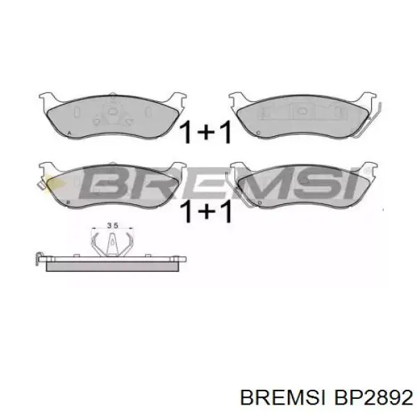 Задні гальмівні колодки BP2892 Bremsi