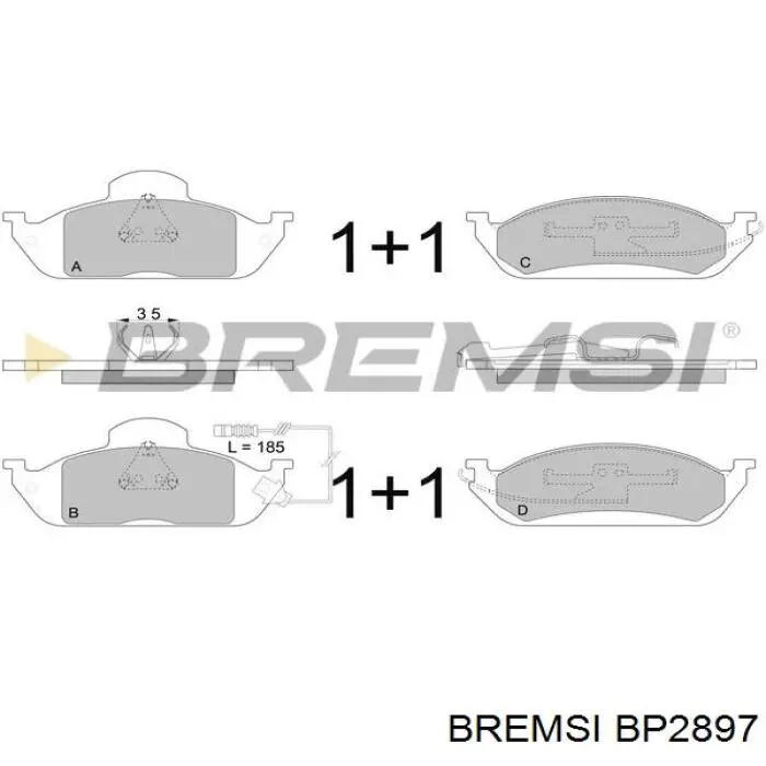 Колодки гальмівні передні, дискові BP2897 Bremsi