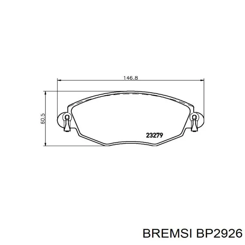 BP2926 Bremsi колодки гальмівні передні, дискові