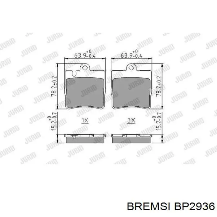 Колодки гальмові задні, дискові BP2936 Bremsi