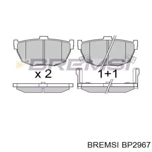 BP2967 Bremsi колодки гальмові задні, дискові
