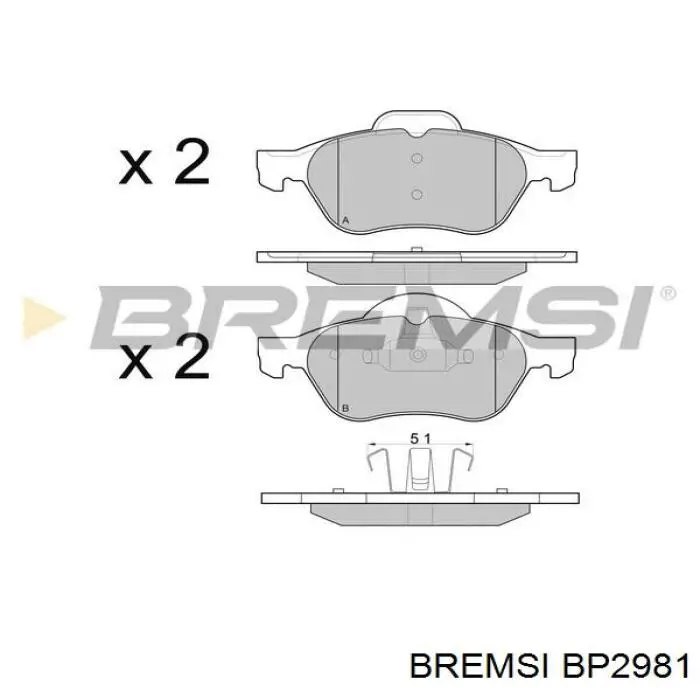 Колодки гальмівні передні, дискові BP2981 Bremsi