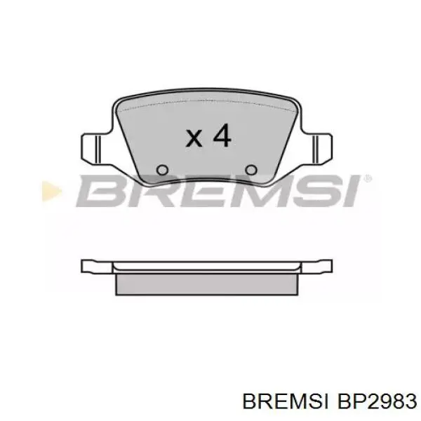 BP2983 Bremsi Колодки гальмівні задні, дискові