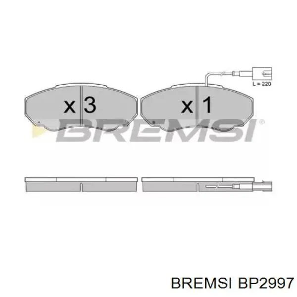 Колодки гальмівні передні, дискові BP2997 Bremsi