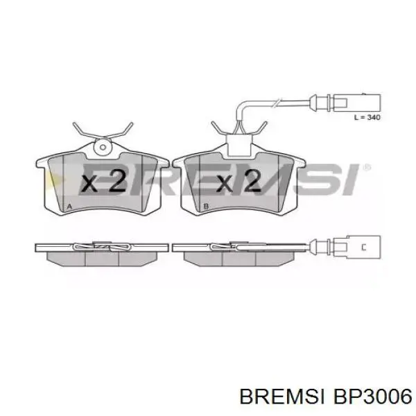 BP3006 Bremsi колодки гальмові задні, дискові