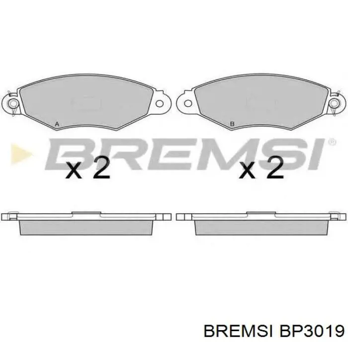 Колодки гальмівні передні, дискові BP3019 Bremsi