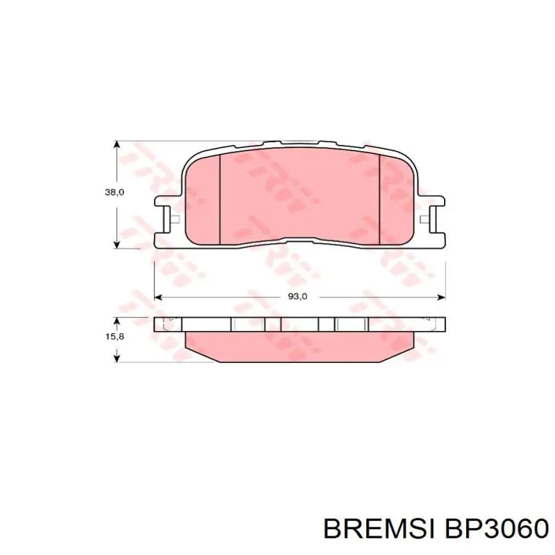 BP3060 Bremsi Колодки гальмівні задні, дискові