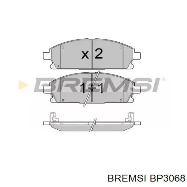 Колодки гальмівні передні, дискові BP3068 Bremsi