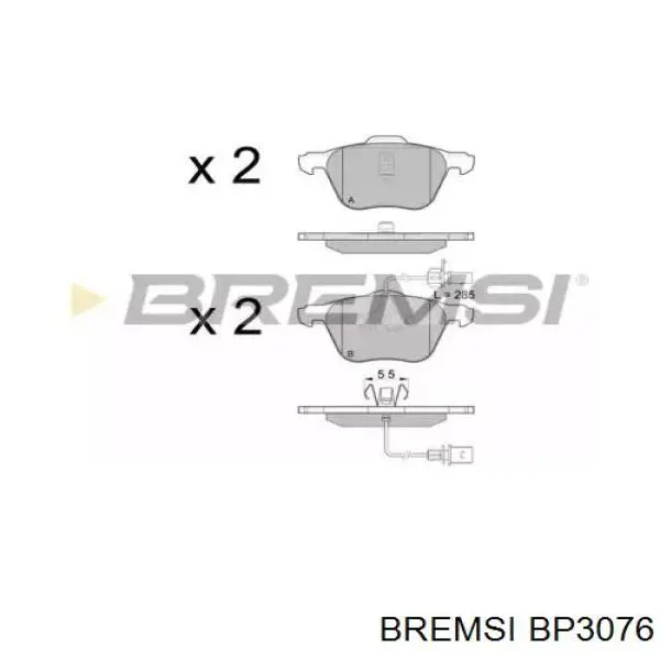 Купити BP3076 Bremsi Колодки гальмівні передні, дискові
