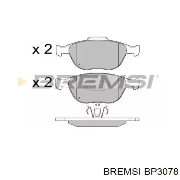 Купити BP3078 Bremsi Колодки гальмівні передні, дискові