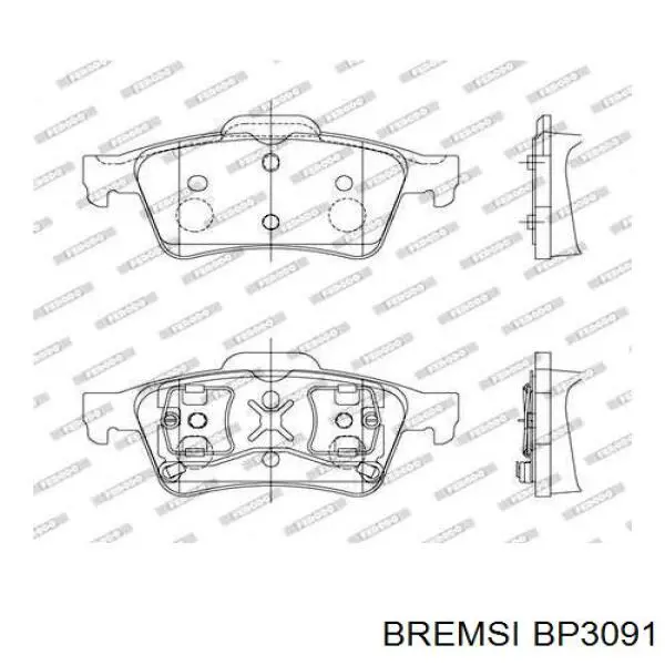 Задні гальмівні колодки BP3091 Bremsi