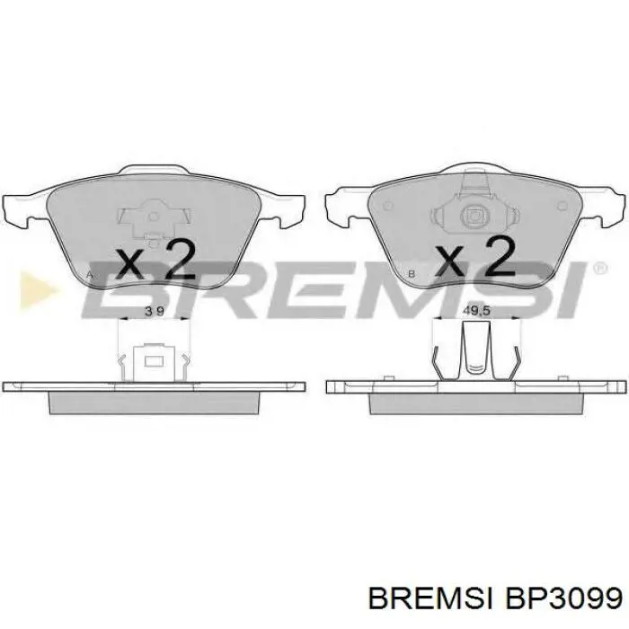 Купити BP3099 Bremsi Колодки гальмівні передні, дискові