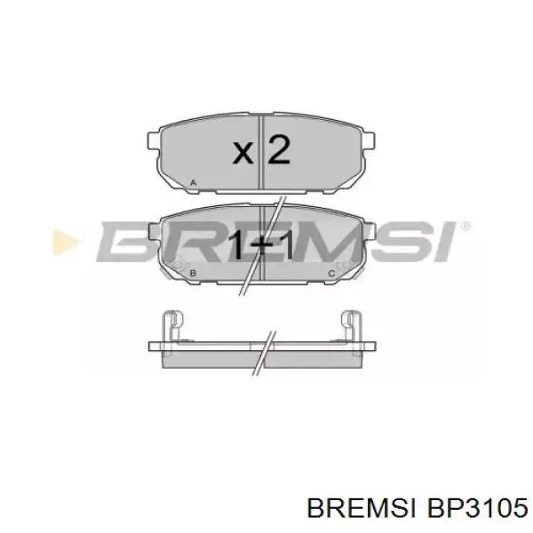 BP3105 Bremsi Колодки гальмівні задні, дискові