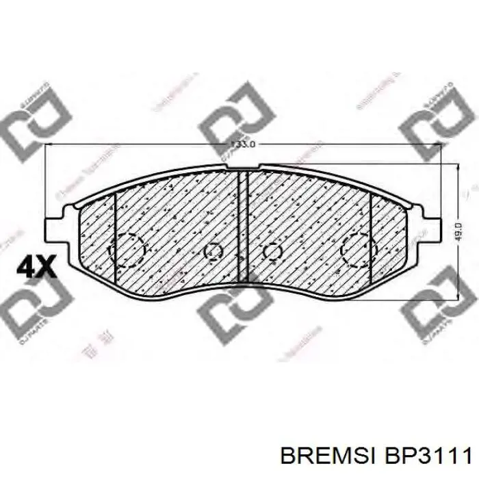 Купити BP3111 Bremsi Колодки гальмівні передні, дискові