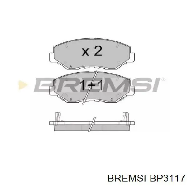 Купити BP3117 Bremsi Колодки гальмівні передні, дискові