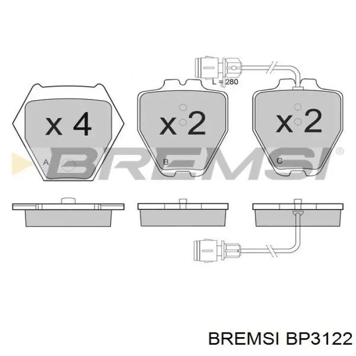 Колодки гальмівні передні, дискові BP3122 Bremsi