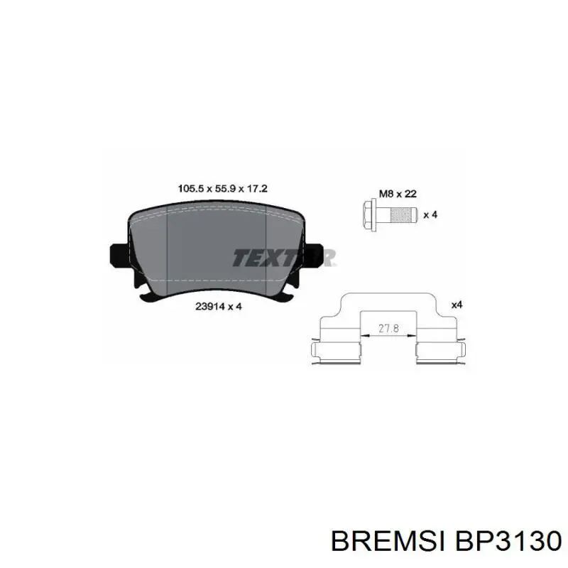 Купити BP3130 Bremsi Задні колодки